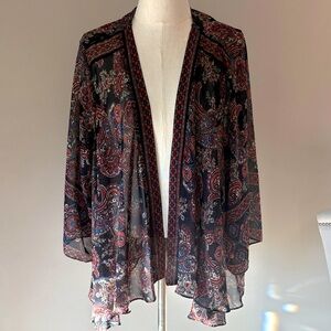 Sandra Darren Paisley Patterned see through kimono /cardigan jacket like new 20W